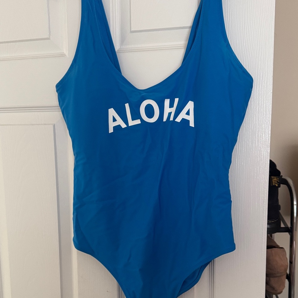 Old Navy Blue Aloha One Piece Swimsuit